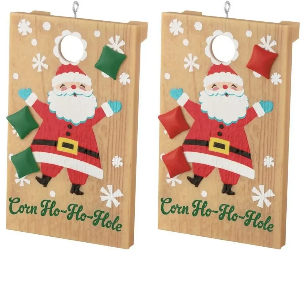 Hallmark Keepsake Corn Ho-Ho-Hole Santa Hanging Christmas Ornament 2025 Set of 2